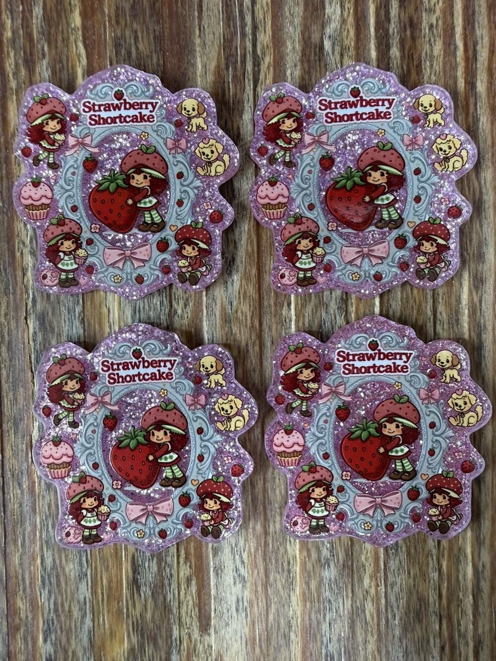 4 Pc Strawberry Shortcake Acrylic Flatbacks